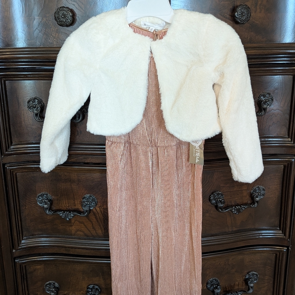 Nannette Cream Jacket and Rose Gold Jumpsuit/Romper Set